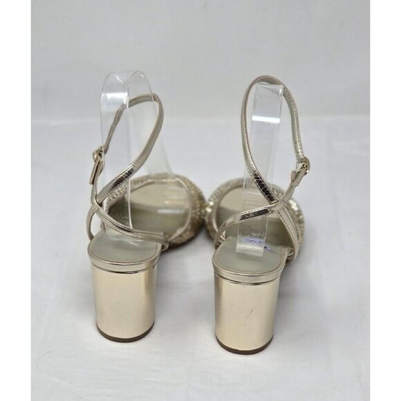 NINE WEST WOMEN'SHIGH HEEL SANDALS GOLD SIZE 8.5M - Picture 4 of 7